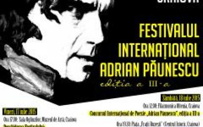 A treia ediţie a Festivalului Internaţional Adrian Păunescu începe azi la Craiova   http://www.mariustuca.ro/
