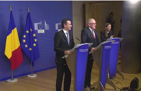 Premierul Grindeanu, conferinţă comună la Bruxelles cu Frans Timmermans – prim-vicepreşedinte CE: Voi face o propunere de ministru al Justitiei săptămâna viitoare, ar putea fi o persoana apolitica
