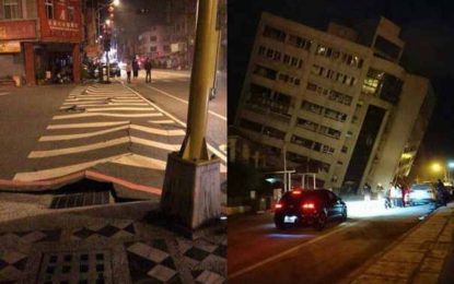 CUTREMUR cu magnitudinea de 6,4 grade, în Taiwan. Un hotel s-a prăbuşit parţial în urma seismului